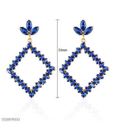 Blue Crystal Geometric Earrings