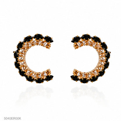 Black Crystal Hoop Earrings