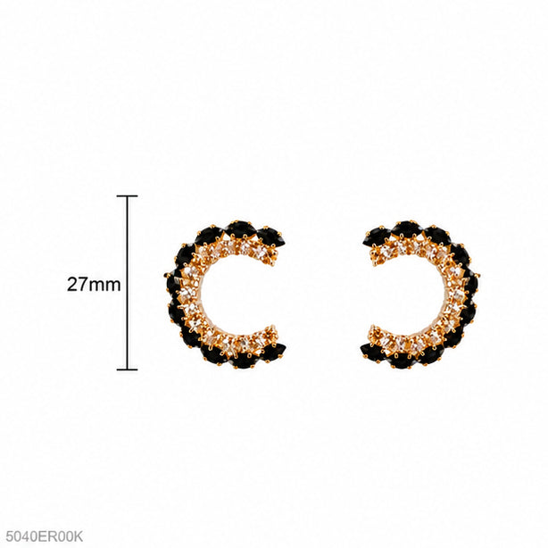 Black Crystal Hoop Earrings