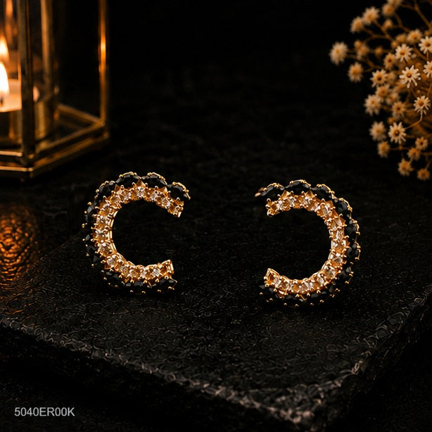 Black Crystal Hoop Earrings