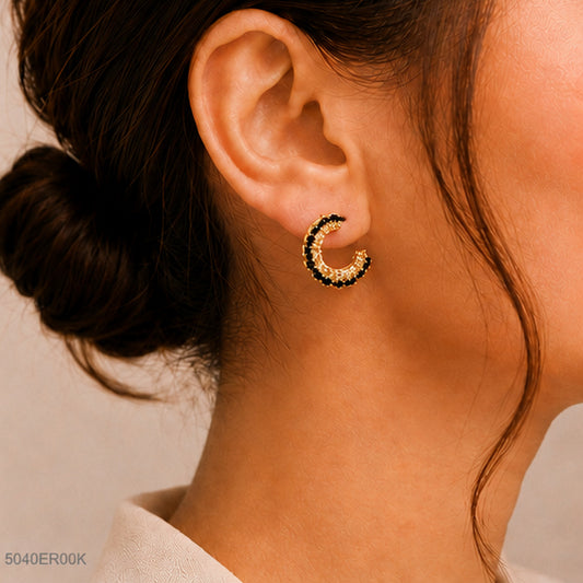 Black Crystal Hoop Earrings