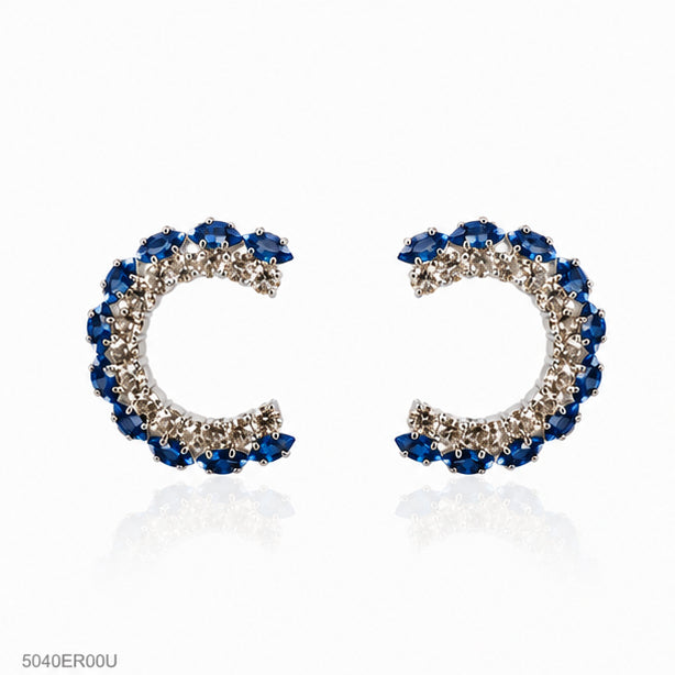 Blue Crystal Hoop Earrings