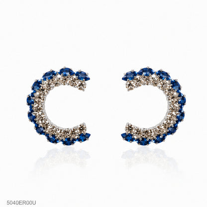 Blue Crystal Hoop Earrings