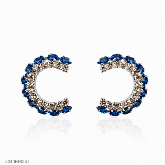 Blue Crystal Hoop Earrings