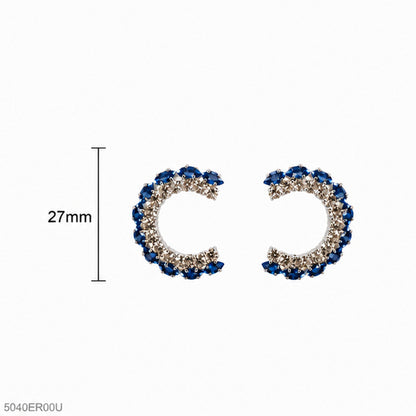 Blue Crystal Hoop Earrings
