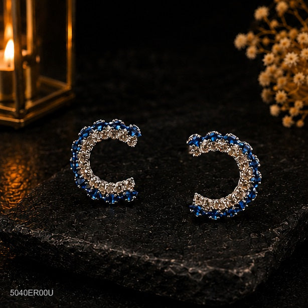 Blue Crystal Hoop Earrings