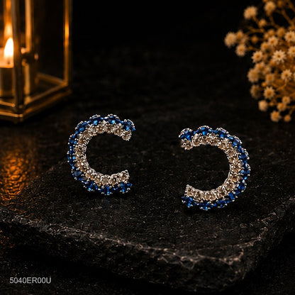 Blue Crystal Hoop Earrings