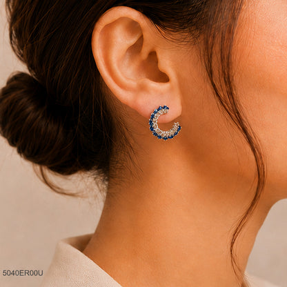 Blue Crystal Hoop Earrings