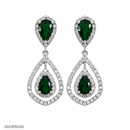 Green Teardrop Statement Earrings
