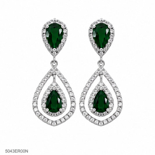 Green Teardrop Statement Earrings