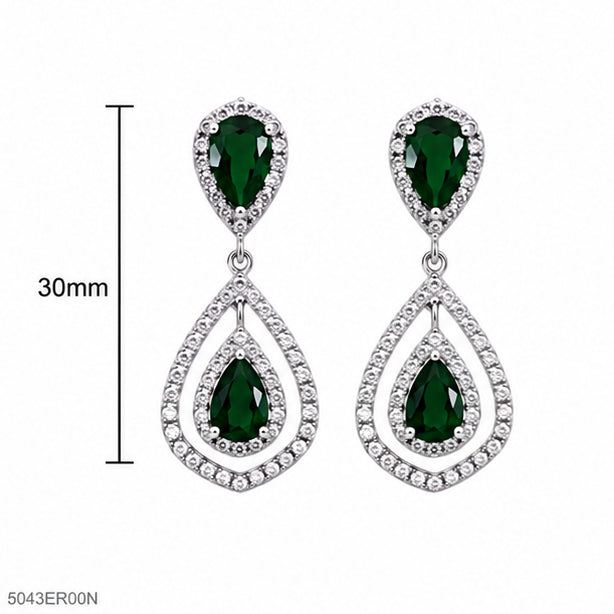 Green Teardrop Statement Earrings