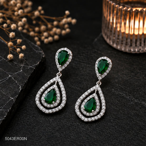 Green Teardrop Statement Earrings