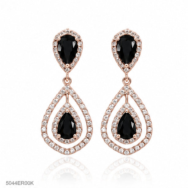 Black Double Teardrop Earrings