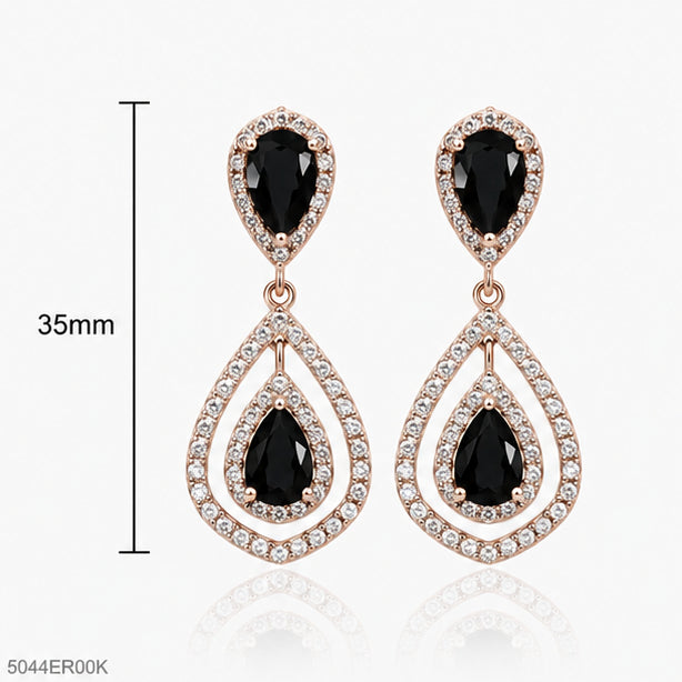 Black Double Teardrop Earrings