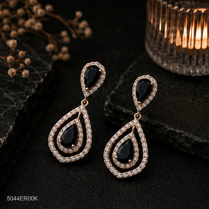 Black Double Teardrop Earrings