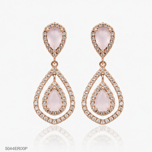 Pink Double Teardrop Earrings