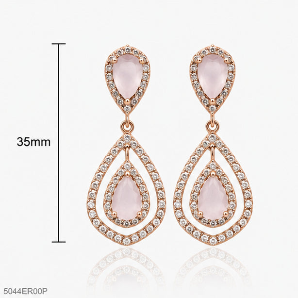 Pink Double Teardrop Earrings