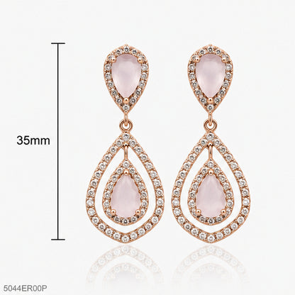 Pink Double Teardrop Earrings