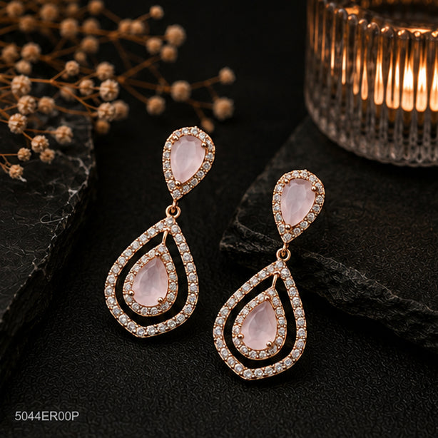 Pink Double Teardrop Earrings