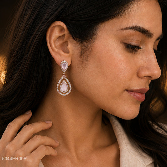 Pink Double Teardrop Earrings