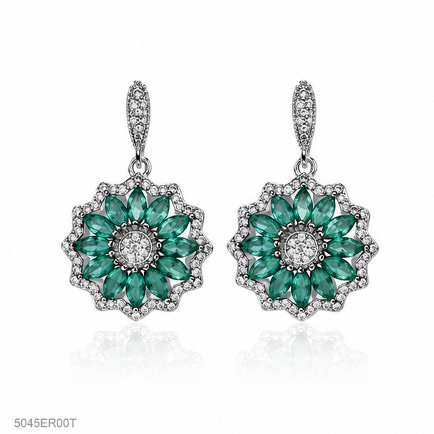 Mint Floral Cluster Earrings