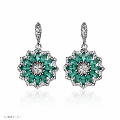 Mint Floral Cluster Earrings