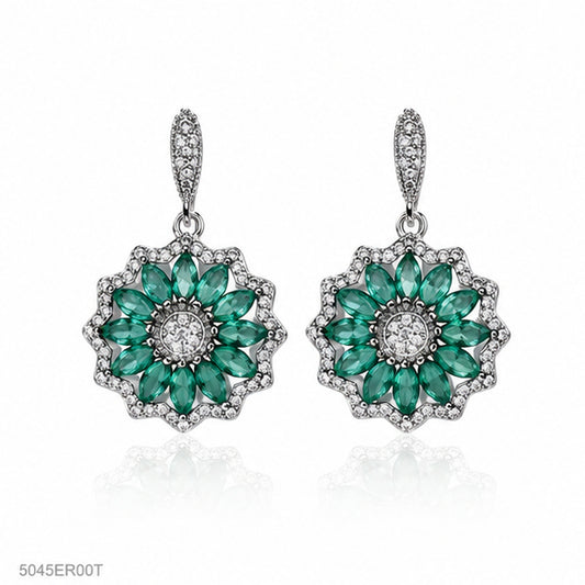Mint Floral Cluster Earrings
