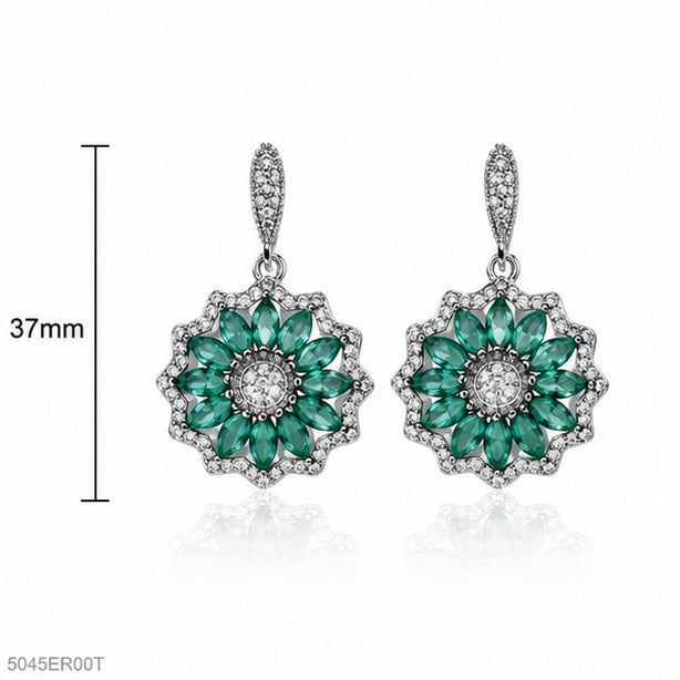 Mint Floral Cluster Earrings