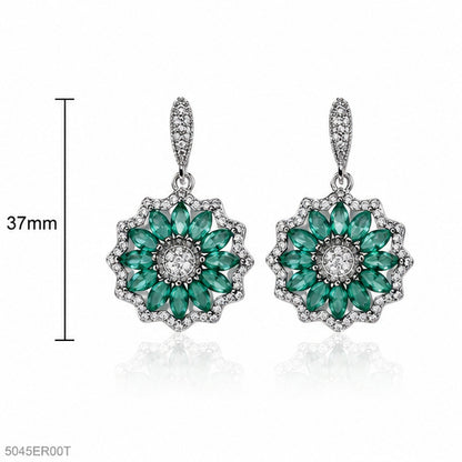 Mint Floral Cluster Earrings