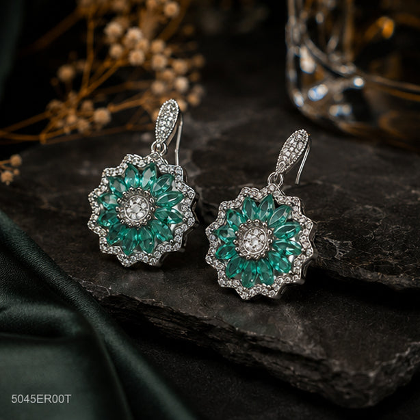 Mint Floral Cluster Earrings