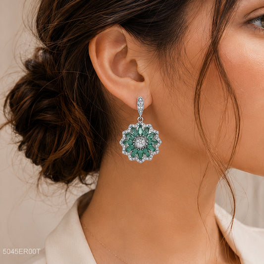 Mint Floral Cluster Earrings