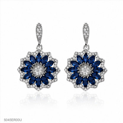 Blue Floral Cluster Earrings