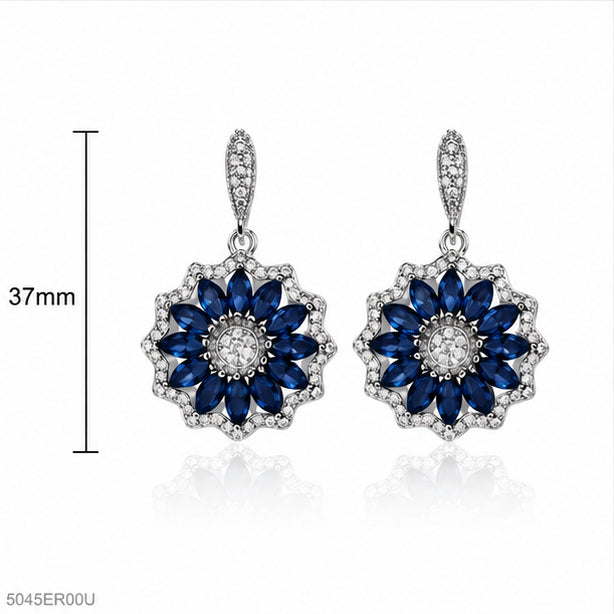 Blue Floral Cluster Earrings