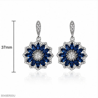 Blue Floral Cluster Earrings