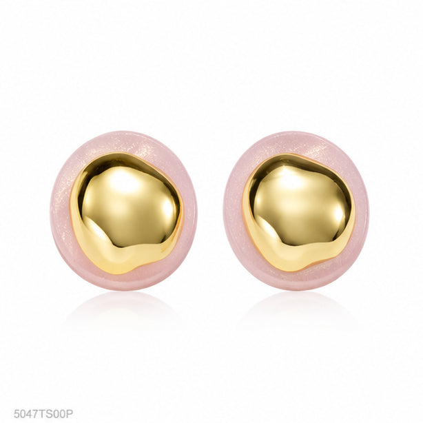 Contemporary Glam Pink Round Earrings