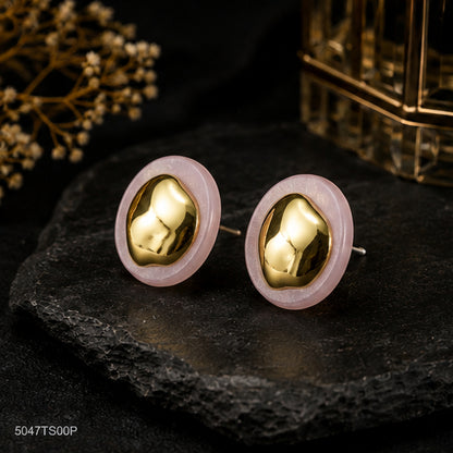 Contemporary Glam Pink Round Earrings