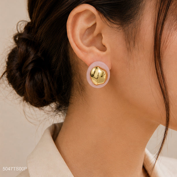 Contemporary Glam Pink Round Earrings