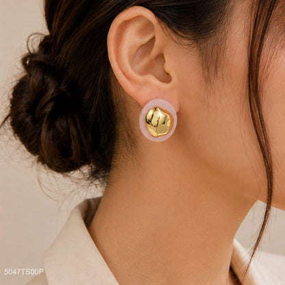 Contemporary Glam Pink Round Earrings