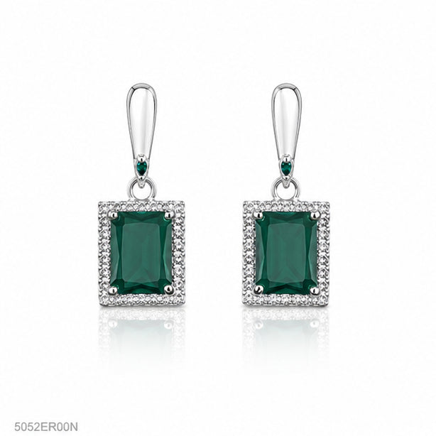 Green Emerald-Style Drop Earrings