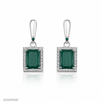 Green Emerald-Style Drop Earrings
