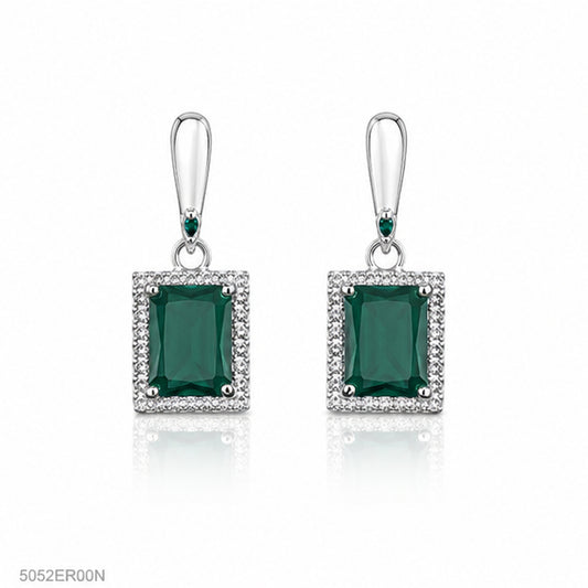 Green Emerald-Style Drop Earrings