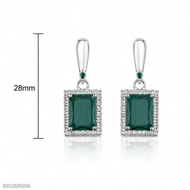 Green Emerald-Style Drop Earrings