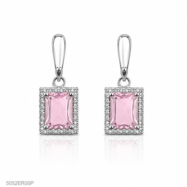 Pink Emerald-Style Drop Earrings