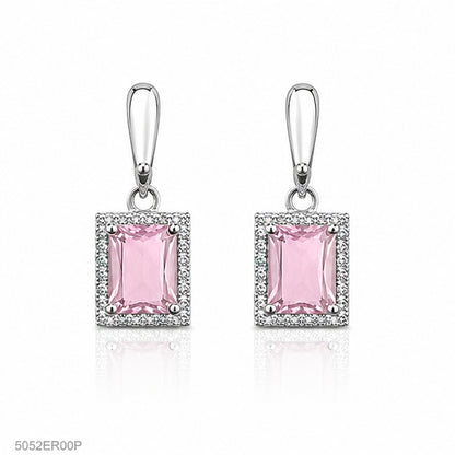 Pink Emerald-Style Drop Earrings