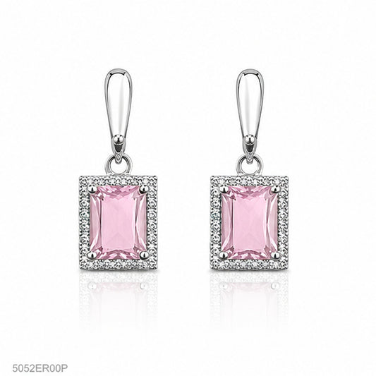 Pink Emerald-Style Drop Earrings