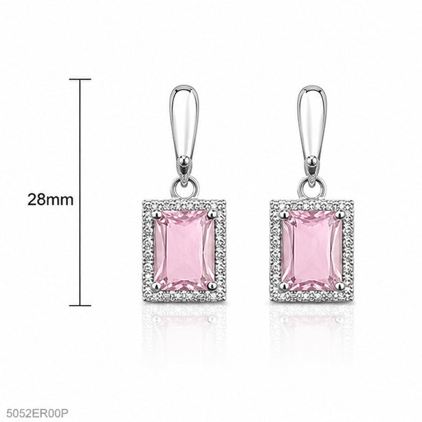 Pink Emerald-Style Drop Earrings