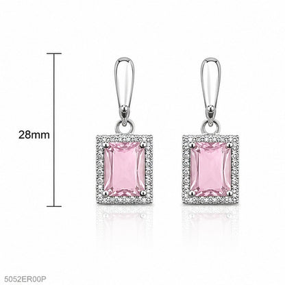 Pink Emerald-Style Drop Earrings