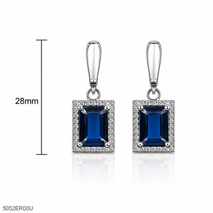 Blue Emerald-Style Drop Earrings