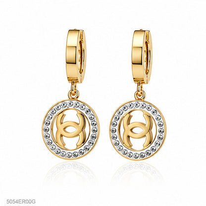 Golden Circular Drop Earrings