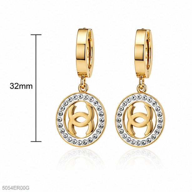 Golden Circular Drop Earrings